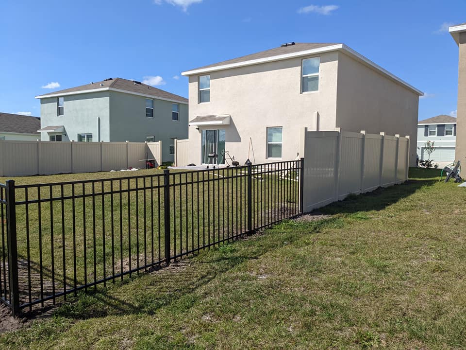 6' H Tan PVC Privacy & 4' H Black Aluminum 3-Rail - Photo 1