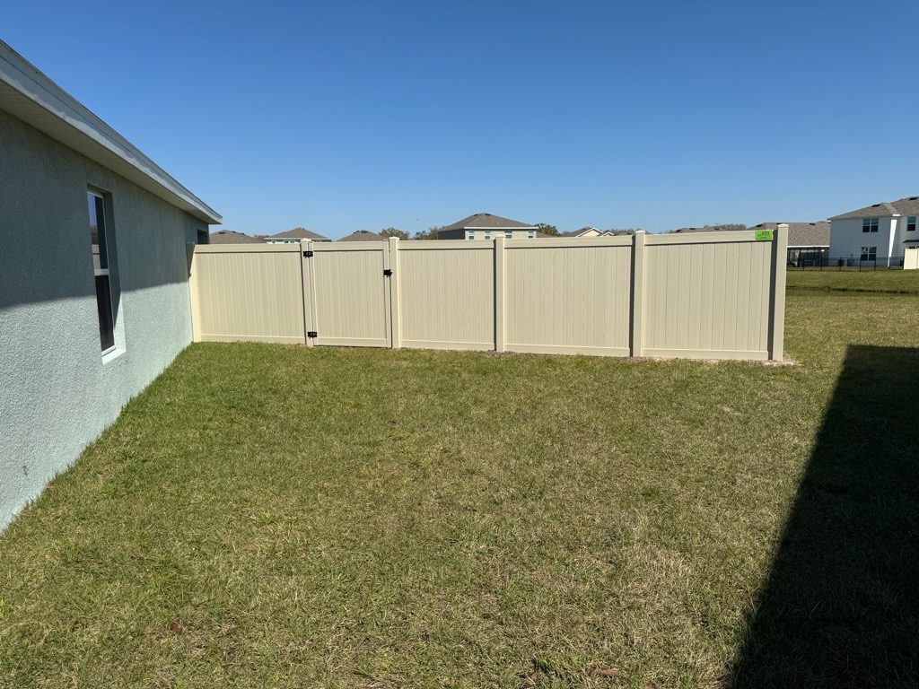 6' H Tan PVC Privacy & 4' H Black Aluminum 3-Rail - Photo 1