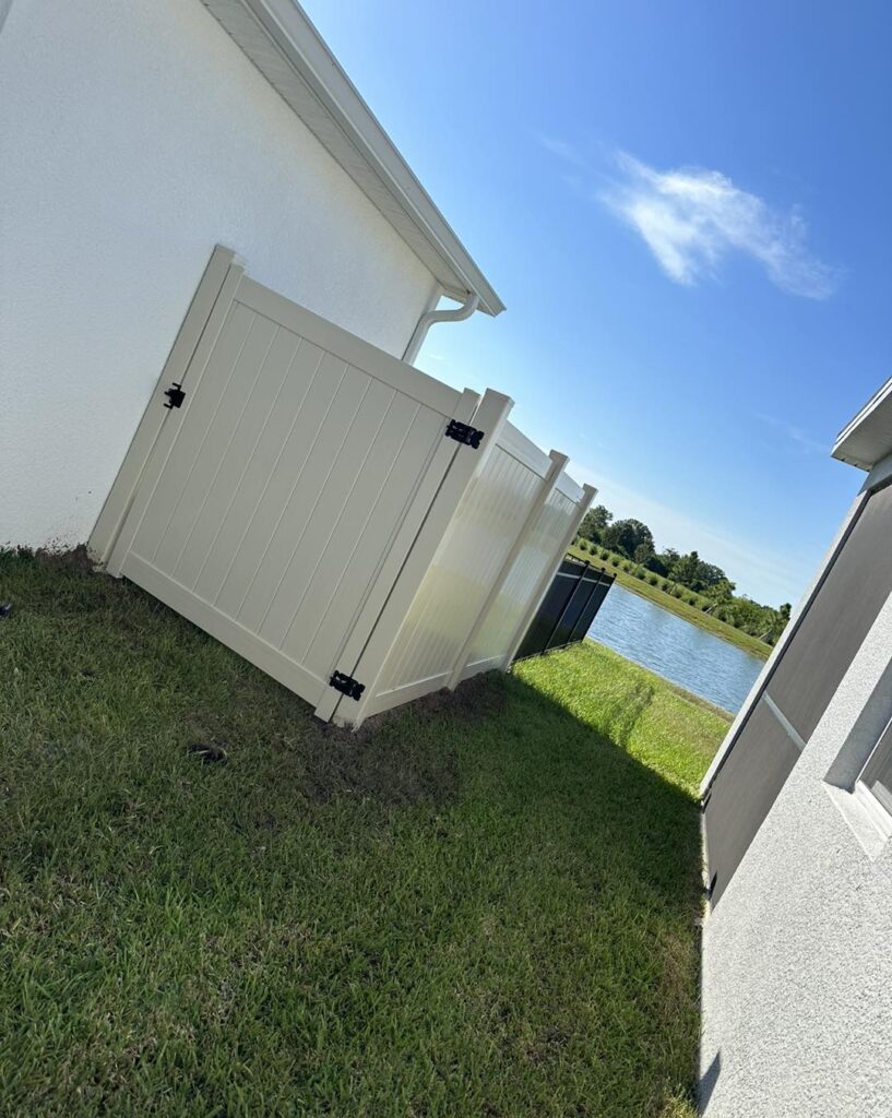 6' H Tan PVC Privacy & 4' H Black Aluminum 3-Rail - Photo 1