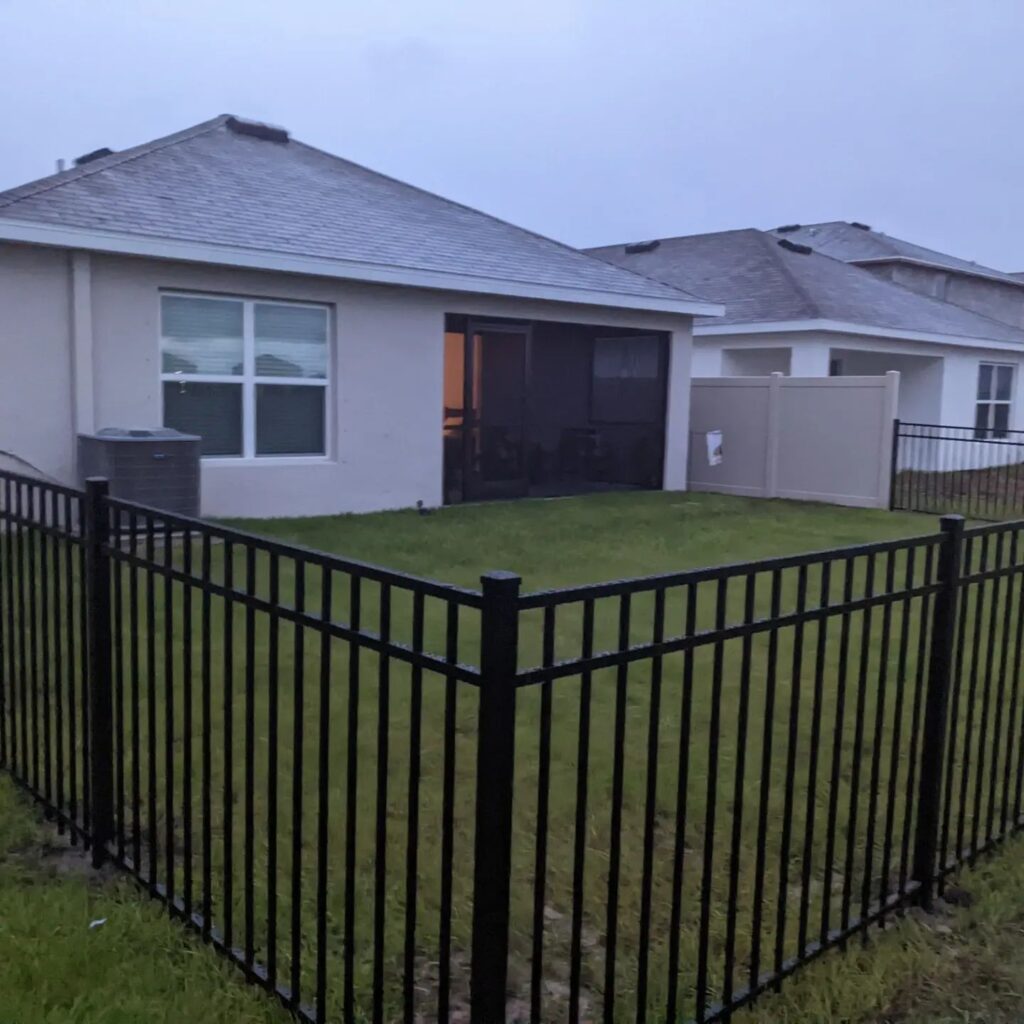 6' H Tan PVC Privacy & 4' H Black Aluminum 3-Rail - Photo 1