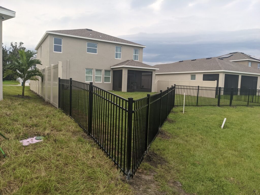 6' H Tan PVC Privacy & 4' H Black Aluminum 3-Rail - Photo 1