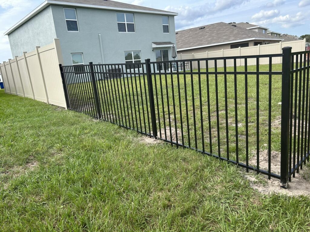 6' H Tan PVC Privacy & 4' H Black Aluminum 3-Rail - Photo 1