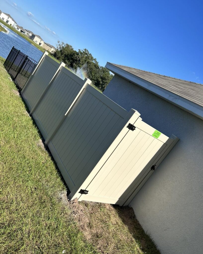 6' H Tan PVC Privacy & 4' H Black Aluminum 3-Rail - Photo 1