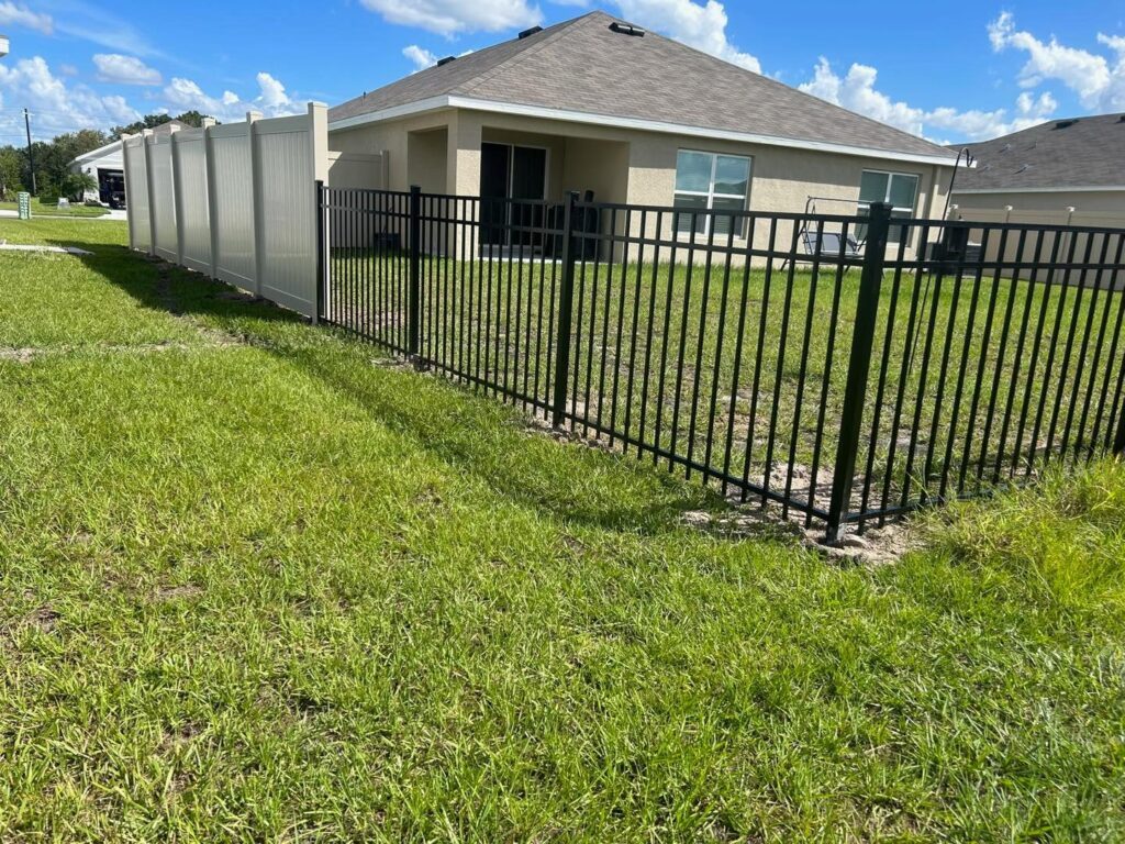 6' H Tan PVC Privacy & 4' H Black Aluminum 3-Rail - Photo 1