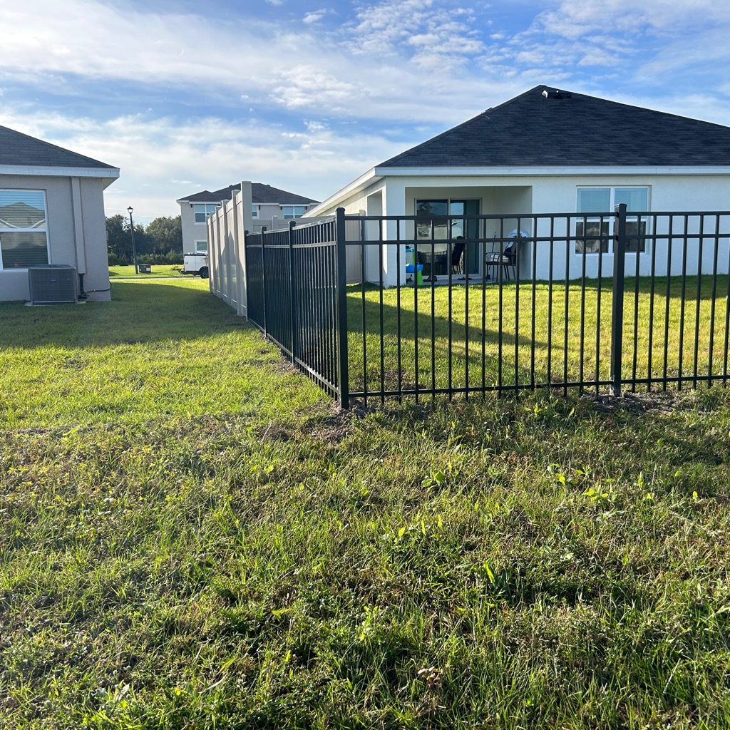 6' H Tan PVC Privacy & 4' H Black Aluminum 3-Rail - Photo 1